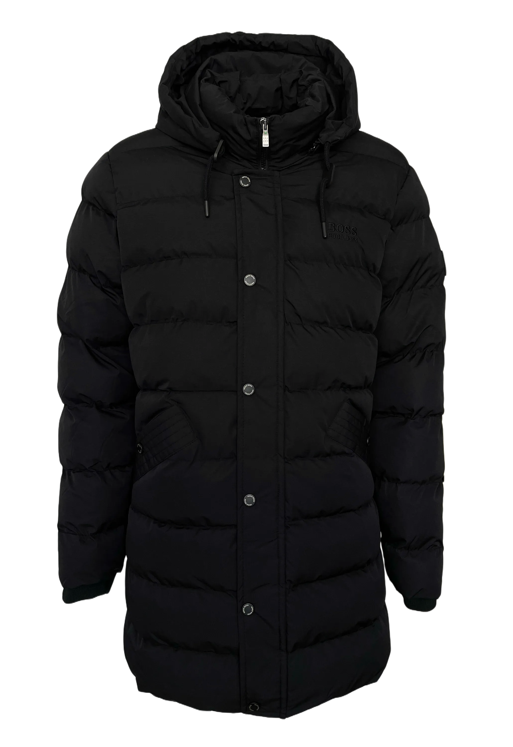 Hugo Boss Long Puffer Jacket In Black